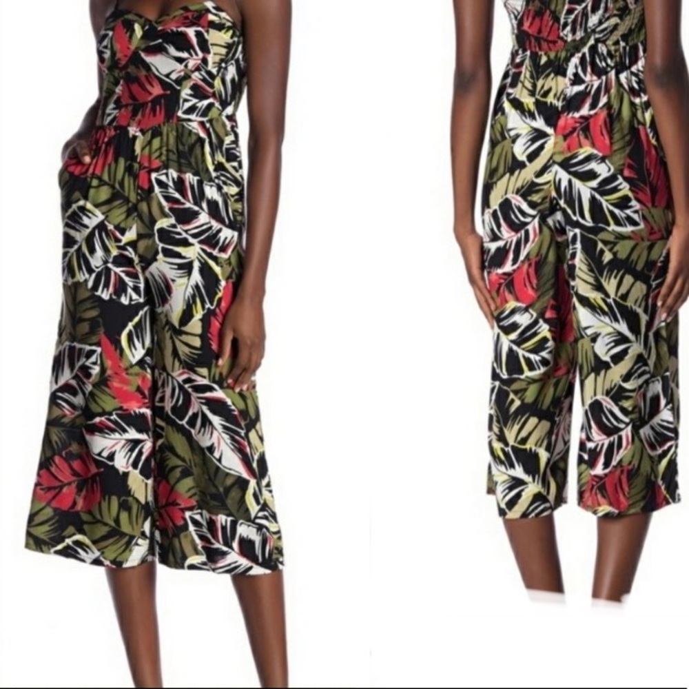 Planet Gold Strapless TROPICAL HAWAIIAN LUAU romper Jumpsuit SUMMER PARTY Medium